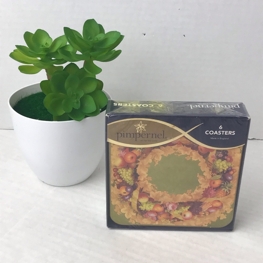 NEW - PIMPERNEL Set Of 6 Cork-Backed Coasters - Christmas Wreaths
